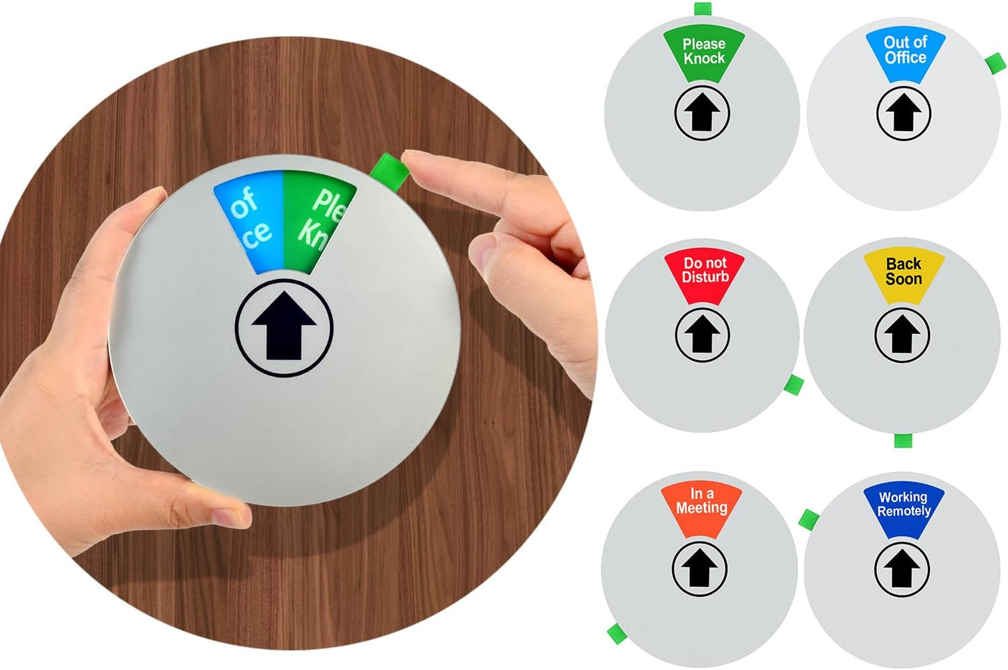 Kichwit Do Not Disturb Sign for Office Door, In a Meeting, Working Remotely, Please Knock, Privacy Sign for Offices, Silver, 6"