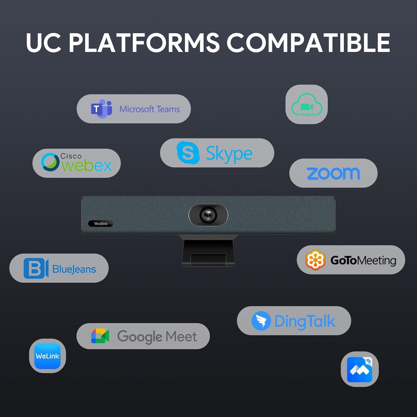 Yealink 4K USB Video Conference Camera - 120° Wide Angle, Microphone, Speaker, Auto Framing, for PC Meetings, Microsoft Teams & Zoom