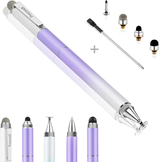 Penyeah Stylus Pen for iPad/iPhone/Android (4 in 1),Universal Touch Screen Disc Tip/Mesh & Rubber Tip Stylist Pen for All Capacitive Phones/Tablets/Laptops-Dream Purple