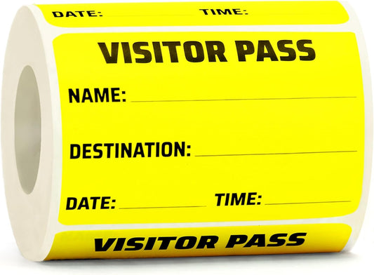 Visitor Pass Stickers – 300 Writable Name Tag Labels, 2 x 3 Inch, Self-Adhesive Identification Badges for Office, School, Events (300Pcs-Fluorescent Yellow)