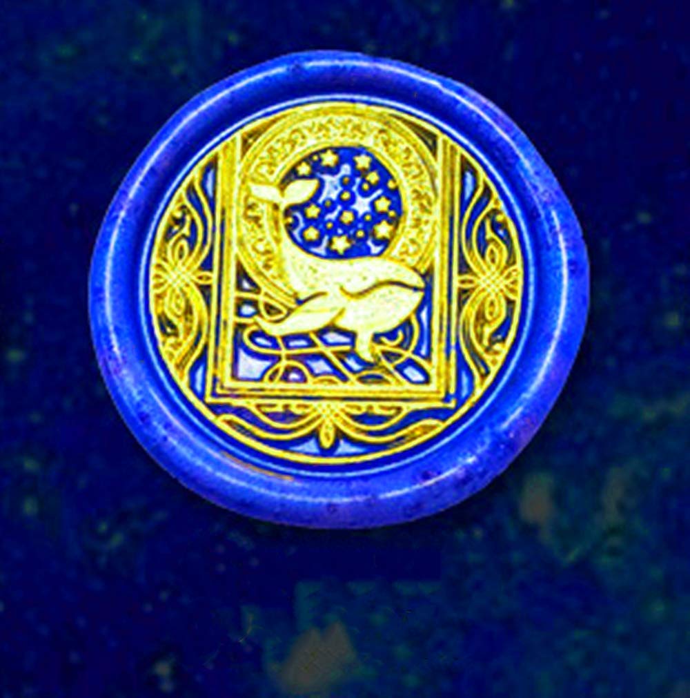 Starry Whale Wax Sealing Stamp with Removable Brass Head Wooden Handle - Retro Vintage Animal Sealing Wax Stamp for Letter Cards Invitations