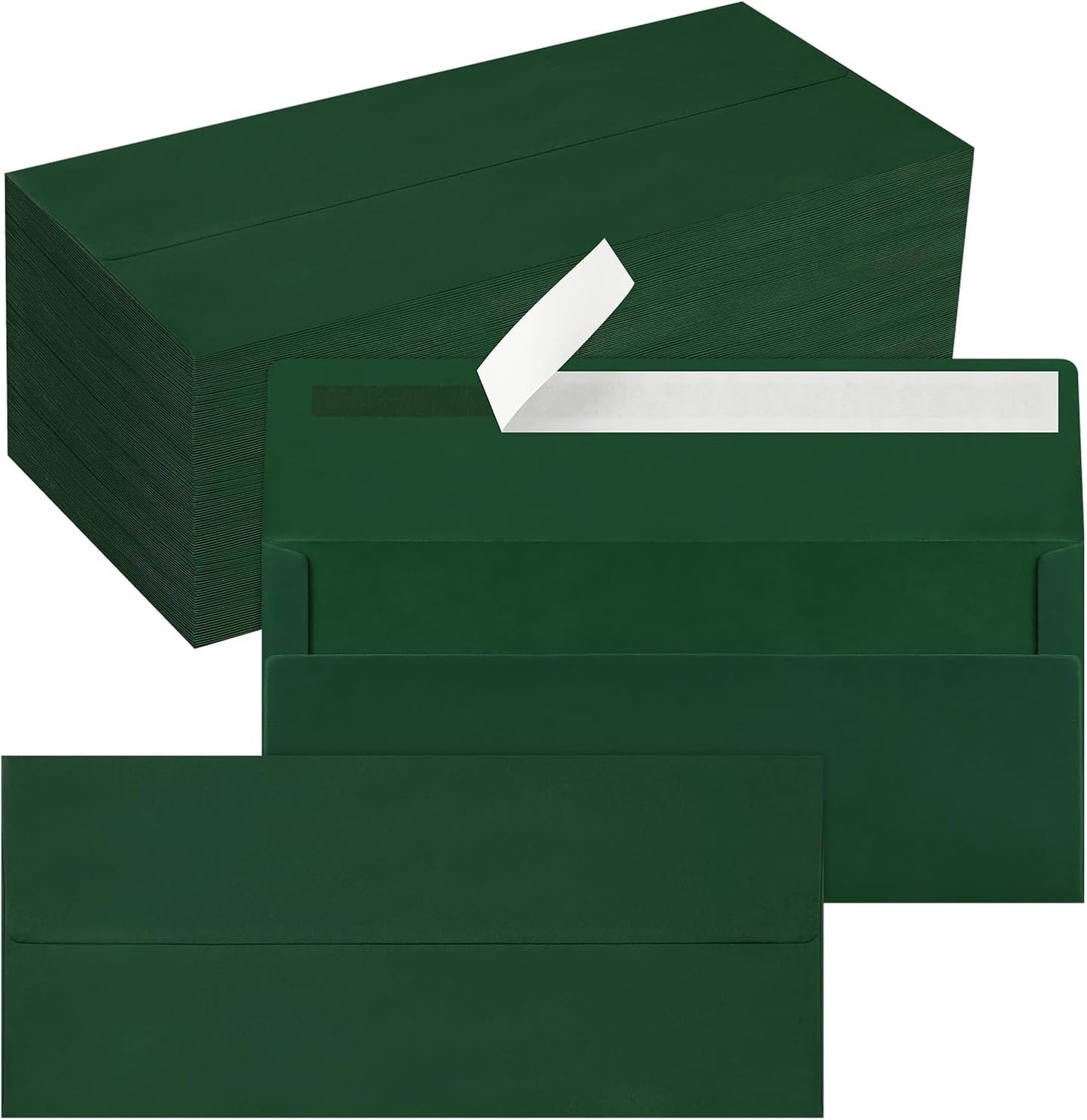 200 Pack #10 Business Envelopes, Self Seal Standard Christmas Dark Green Envelopes for Secure Business & Legal Mailing, Office, Checks, Letter, Invoices, 4 1/8 x 9 1/2 Inches