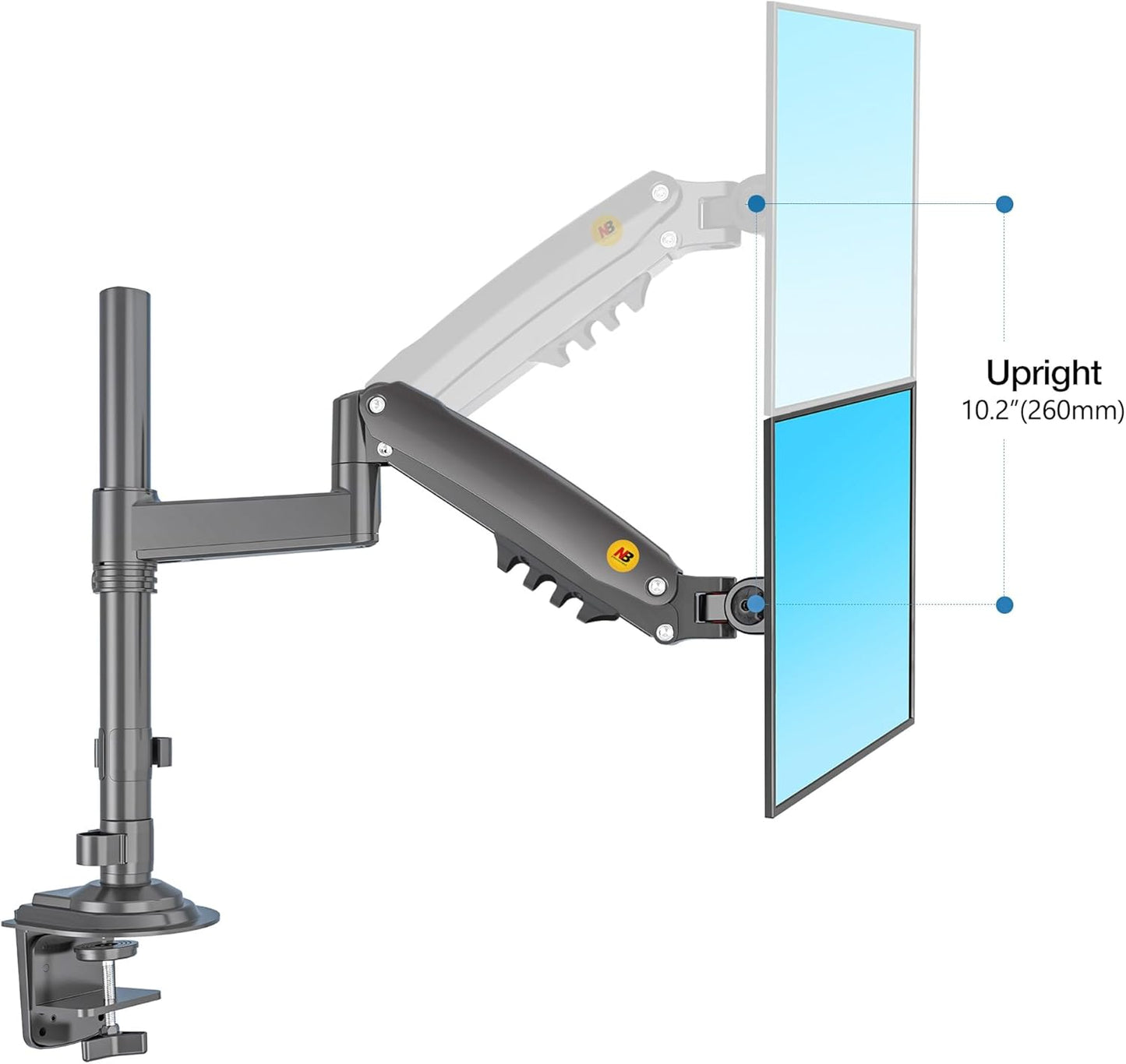 NB North Bayou Monitor Desk Mount Long Arm for Monitors Within 4.4 to 19.8lbs Ultra Wide Full Motion Swivel Height Adjustable Monitor Stand H100