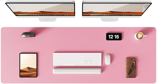 YSAGi Leather Desk Pad Protector, Office Desk Mat, Large Mouse Pad, Non-Slip PU Leather Desk Blotter, Laptop Desk Pad, Waterproof Desk Writing Pad for Office and Home (Pink, 47" x 17")