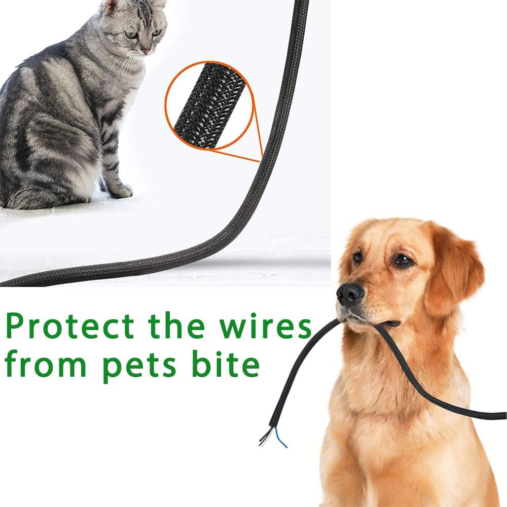 25ft – 1" Split Braided Cable Sleeve – Self-Wrapping Wire Loom Cord Protector for Power Cords, PC, TV, Automotive, and Audio Cable Management – Flexible Cable Organizer – Black