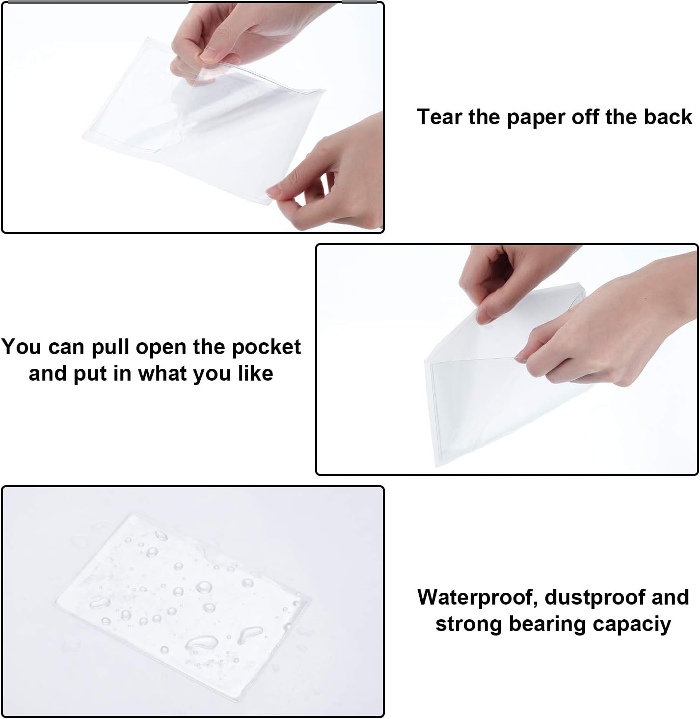 Chinco 30 Pcs Self Adhesive Pockets, Bin Labels for Storage Bins, Clear Pocket Label Sleeves, Plastic Index Card Holder with Top Open for Organizing Bins Box Drawer(6.3 x 4.3 Inches)