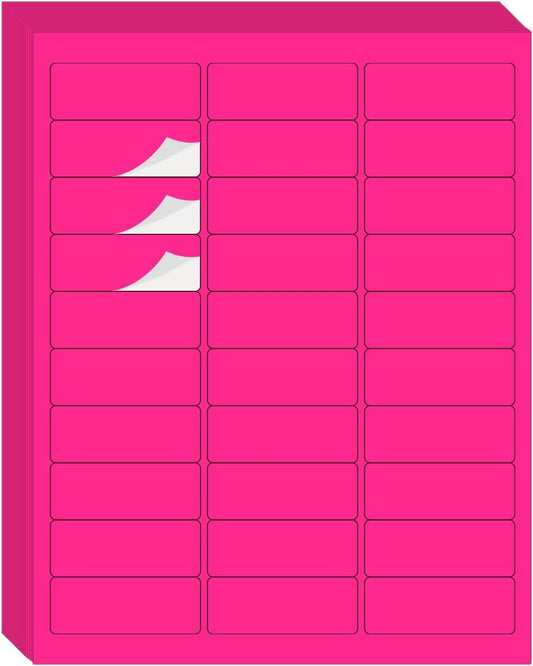 1" x 2-5/8" Address Labels 600 Labels Sticker Paper for Laser/Inkjet Printer mailing Labels 8.5"×11" Fluorescent Pink 30 per Sheet