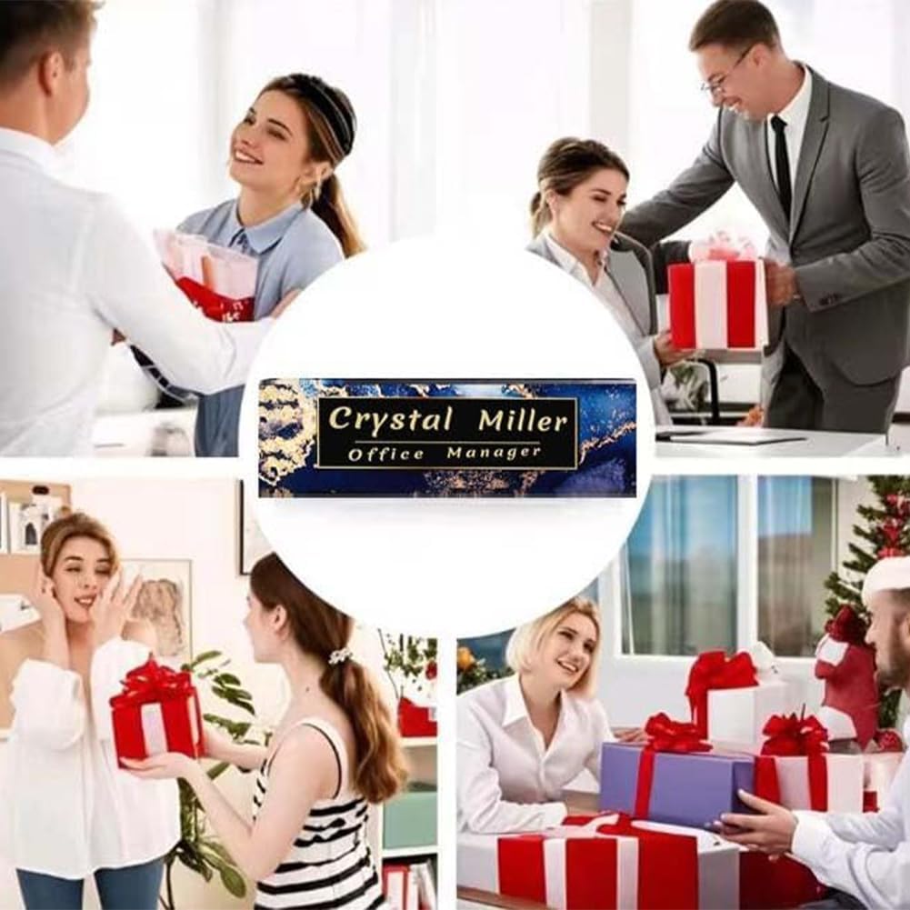 Office Desk Name Plate Personalized, Custom Plates for Desks on Acrylic Glass, Decor Nameplate, Accessories, Personalized Gift Boss Coworkers