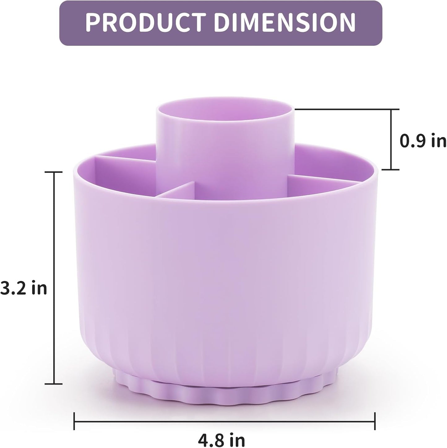 Marbrasse Desk Organizer, 360-Degree Rotating Pen Pencil Holder, Desk Organizers and Accessories with 5 Compartments Pencil Holder, Art Supply Storage Box Caddy for Office, Home(Purple)