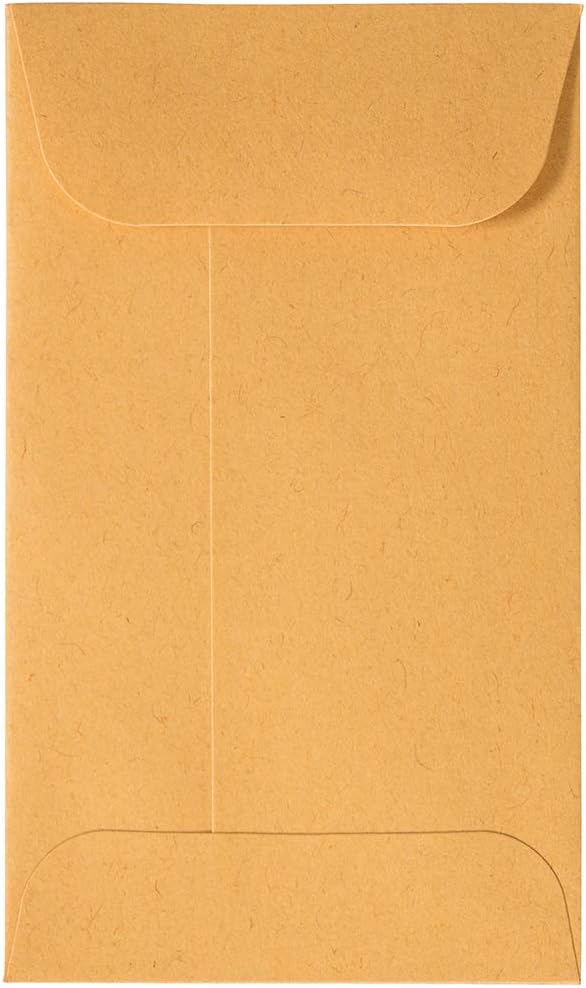 JAM PAPER #3 Coin Business Commercial Envelopes with Peel and Seal Closure - 2 1/2 x 4 1/4 - Brown Kraft Manila - 50/Pack