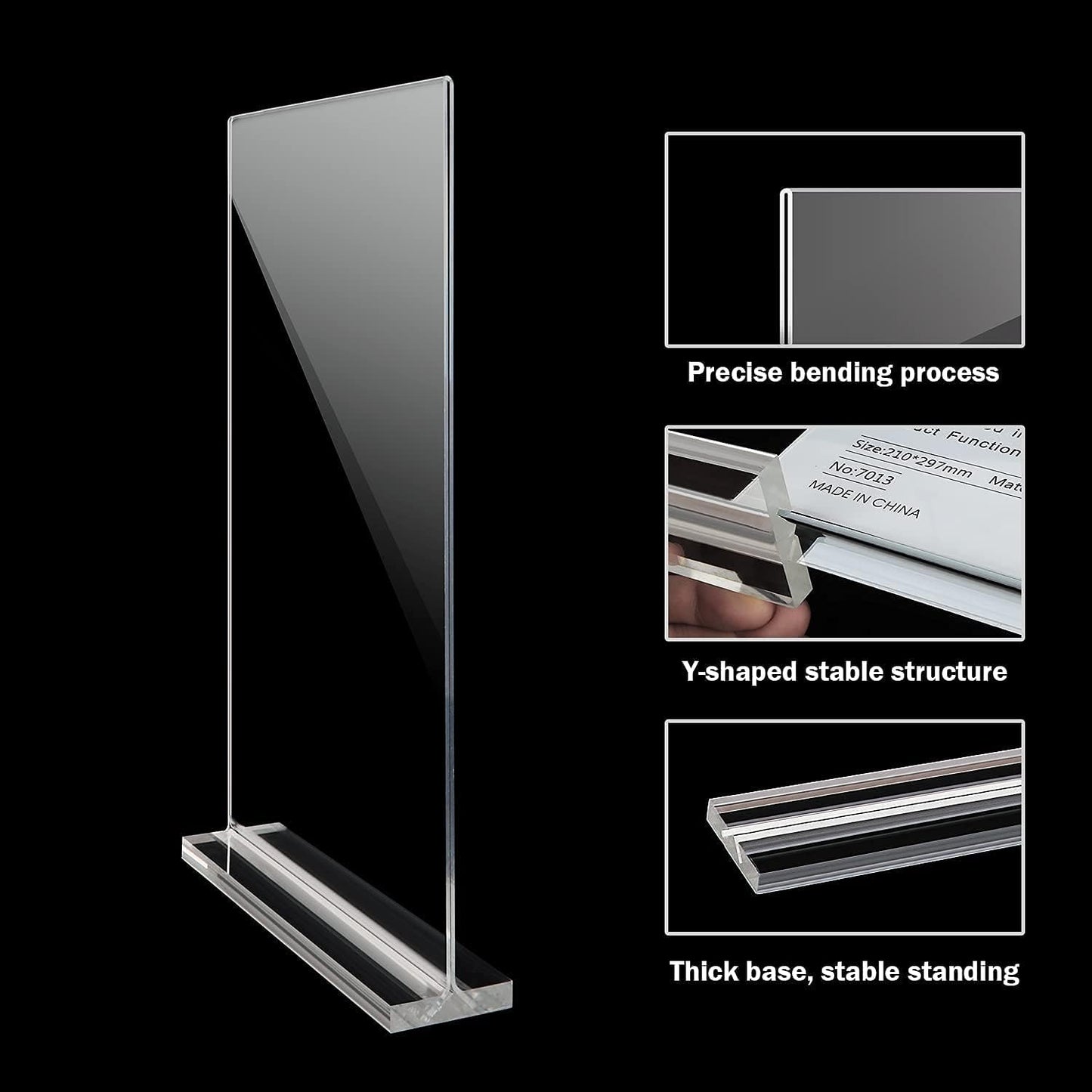 Acrylic Sign Holder 8.5 x 11-Acrylic T-Shaped Desktop Display Stand, Sign Holder,Menu ad Frame. Suitable for Restaurants, Promotions, Photo Frames, Events, Meetings (6 Pieces)