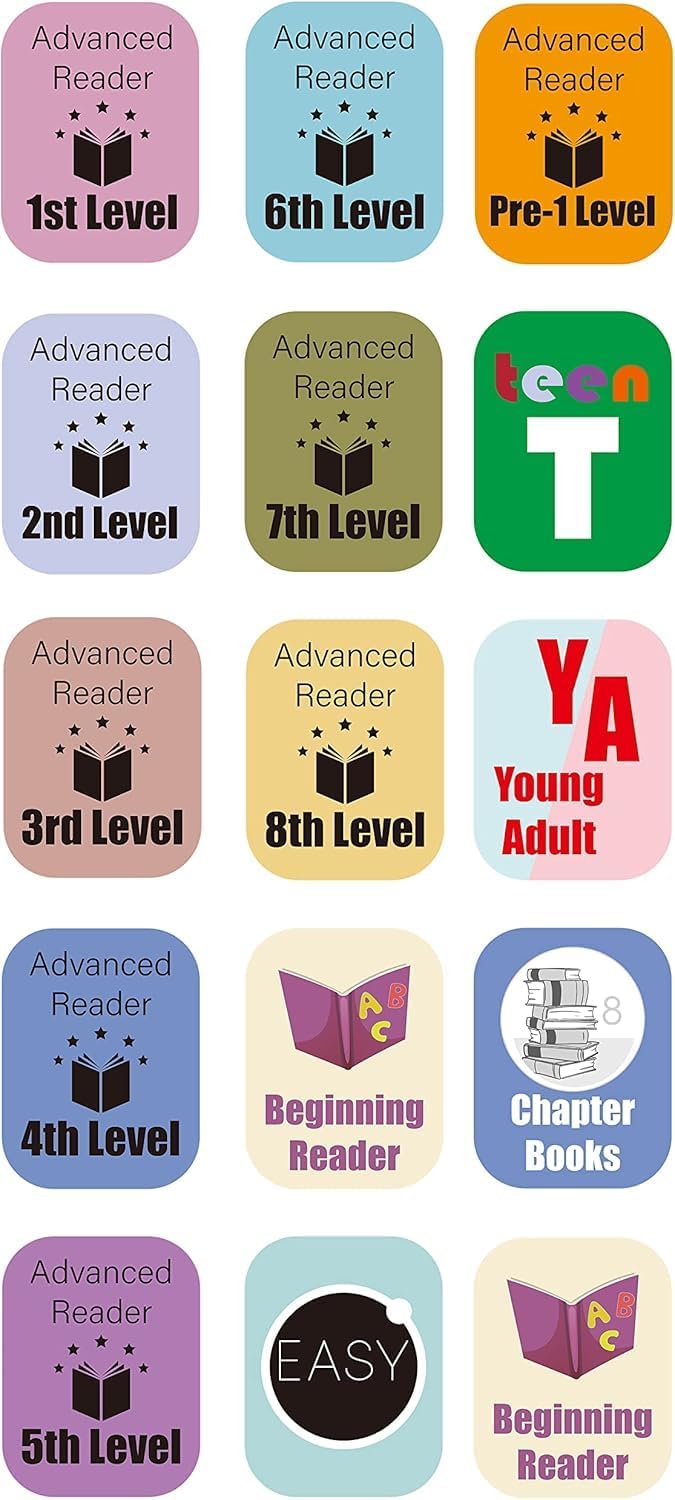 Library Genre Book Spine Labels | 450pcs Classroom Classification Stickers for Advanced Reader Level