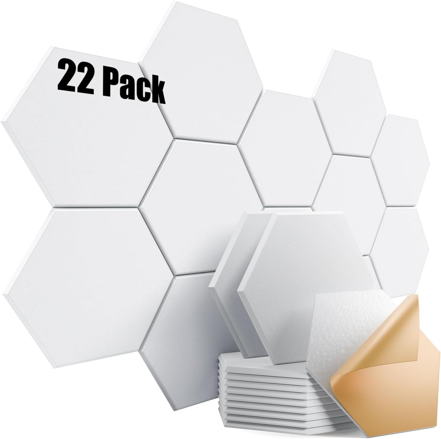 22 Pack Self-adhesive Acoustic Panels 12" X 10" X 0.4" - Sound Proof Foam Panels with High Density, Fashionable Y-Lined Design, Absorb Noise and Eliminate Echoes(White)