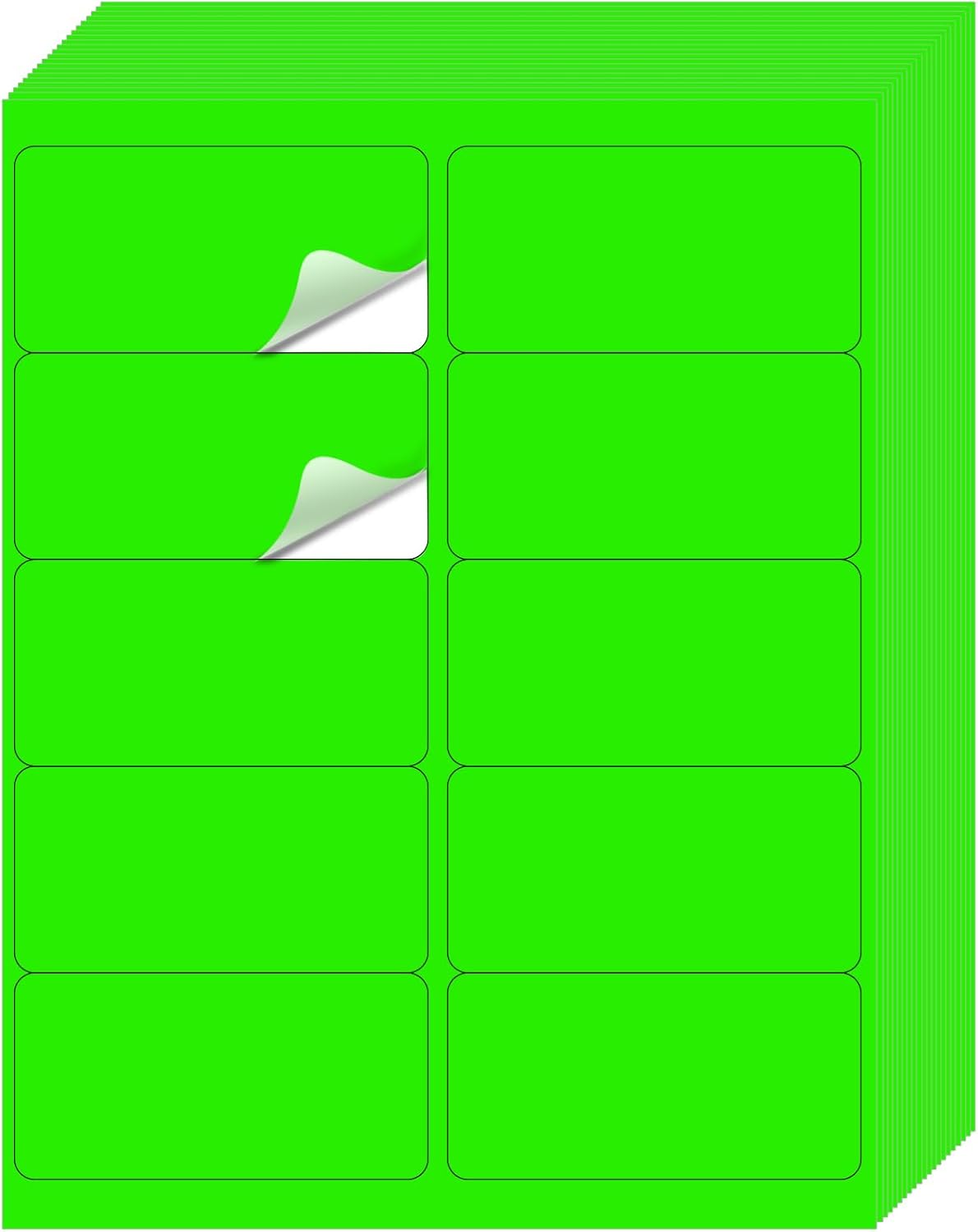 Shipping Labels Stickers, 2"×4" Printable Mailing Label for Laser/Inkjet Printing- Matte, Permanent Adhesive Labels Stickers (Fluorescent Green)
