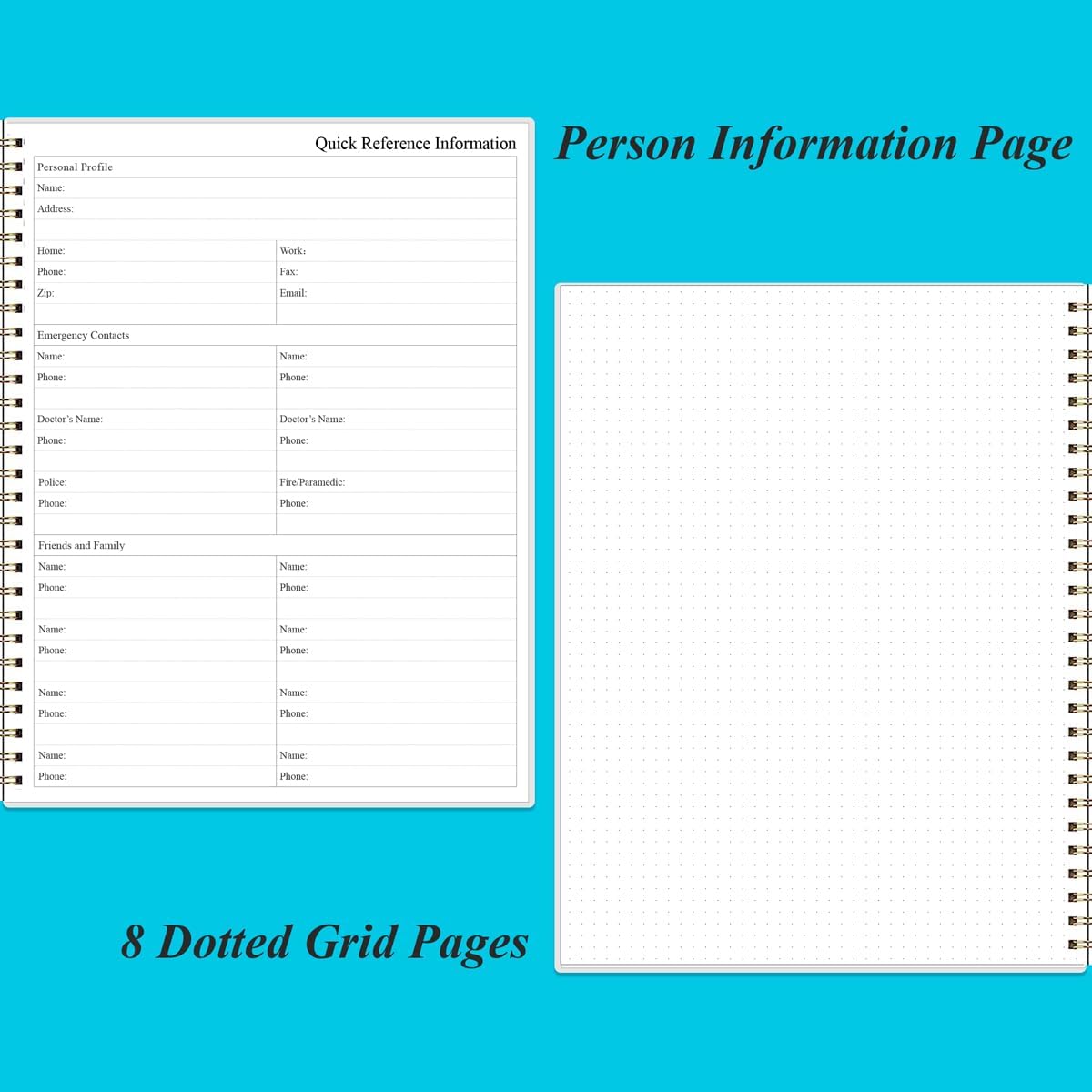 Daily Planner Undated - 8.5" x 11" To Do List Notebook Hourly Schedules, 150 Sheets/300 Pages Spiral Appointment Planner for Women and Men ,PVC Hardcover, Inner Pocket, Elastic Closure, Blue