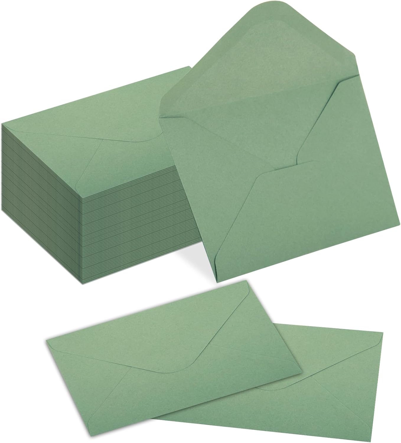 100 Packs Gift Card Mini Envelopes Sage Green Small Envelope with Gummed Seal, Paper Business Card Envelopes, Bulk Tiny Envelope Pockets for Small Note Cards, 4 x 2.7 Inches