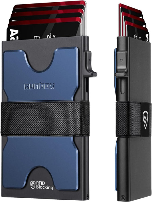 Mens Card Cases, Slim Card Holder Wallet for Men and Women, Minimalist RFID Blocking Wallet with Pop-Up Function, Thin Design, Metal Card Cases Holds 6+6 Cards, Gifts for Men, Men's Accessories