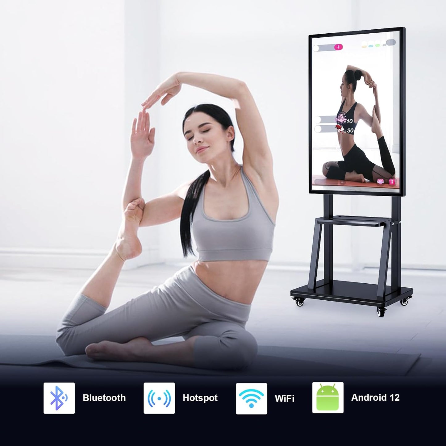 Smart Board 55 Inch, 8+64GB Interactive Whiteboard Google EDLA Certified Rotating Touch Screen, Screen Mirroring for Live Streaming, Classroom, Home and Business (Wall Mount Included)