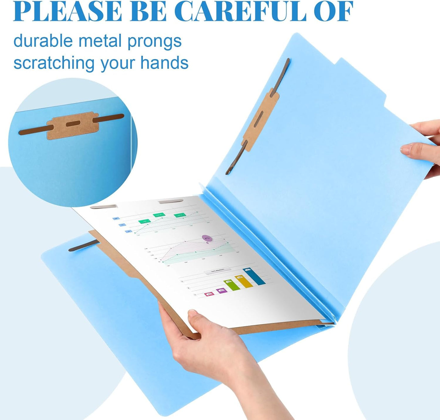 36 Pcs Classification Folders Letter Size, 1 Divider Pressboard File Folder with Fasteners, Expanding File Organizer Bulk for Teachers, Clergy, Office, Church, Christmas Donations (Blue)