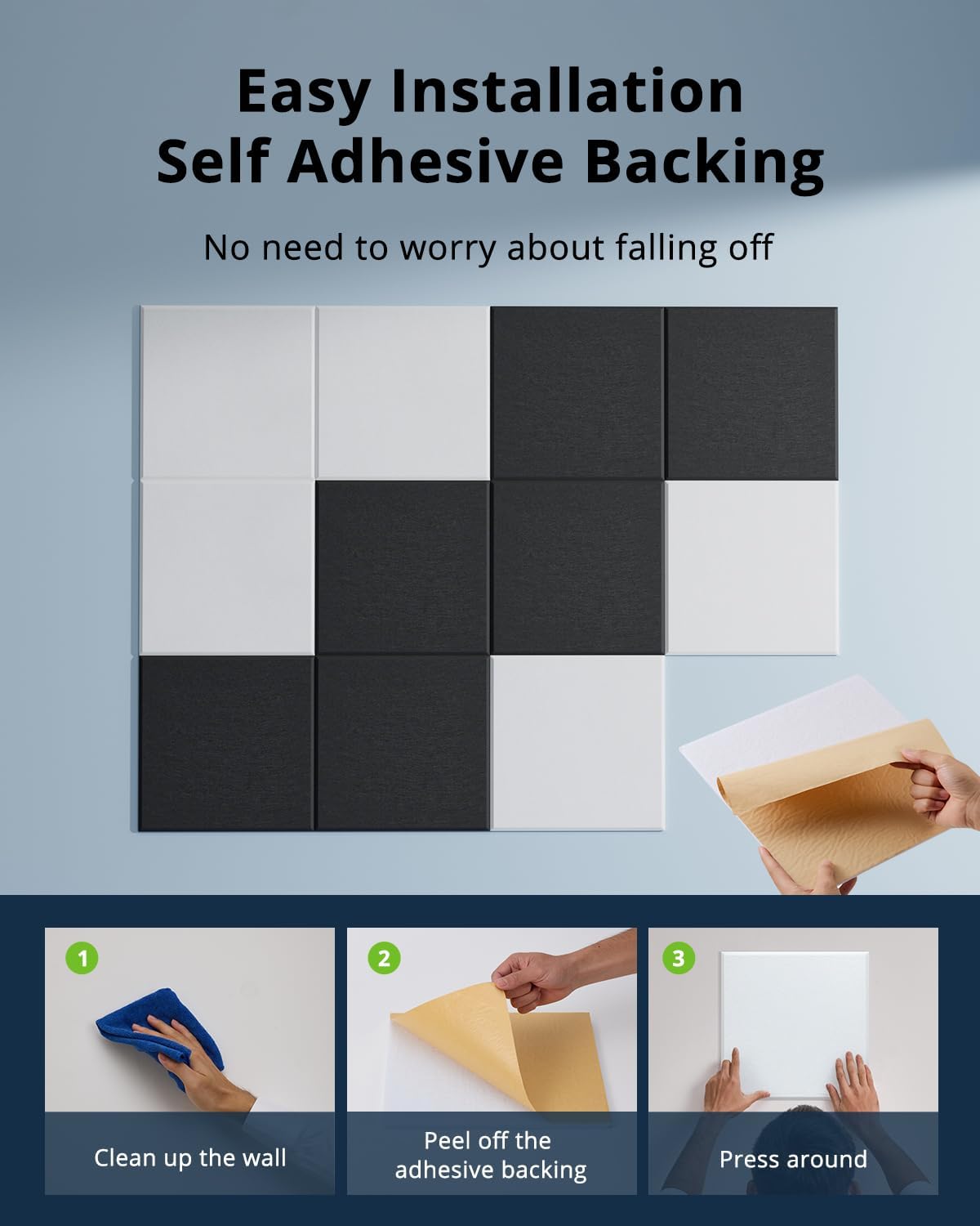 12 Pack Acoustic Panels Square Soundproof Wall Panels 12"X12"X0.4" Self-adhesive Sound Proof Panels for Walls High Density Acoustic Foam Panels for Home, Door, Office, Reccording Studio White