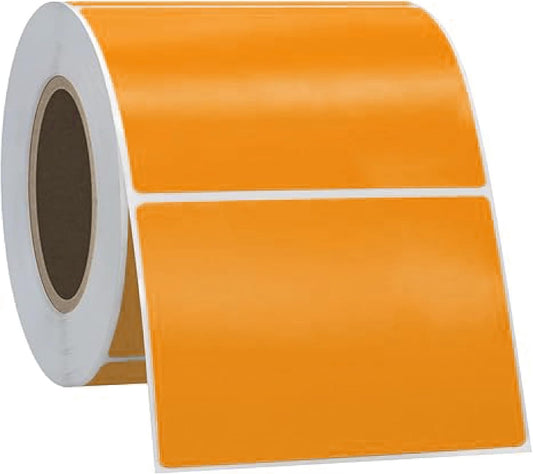 PSBM Thermal Transfer Labels, Orange, 4x6 Inch, 4 Rolls, 1000 Labels/Roll, 3 Inch Core, Perforated, Must Have Thermal Ribbon (Not Included)