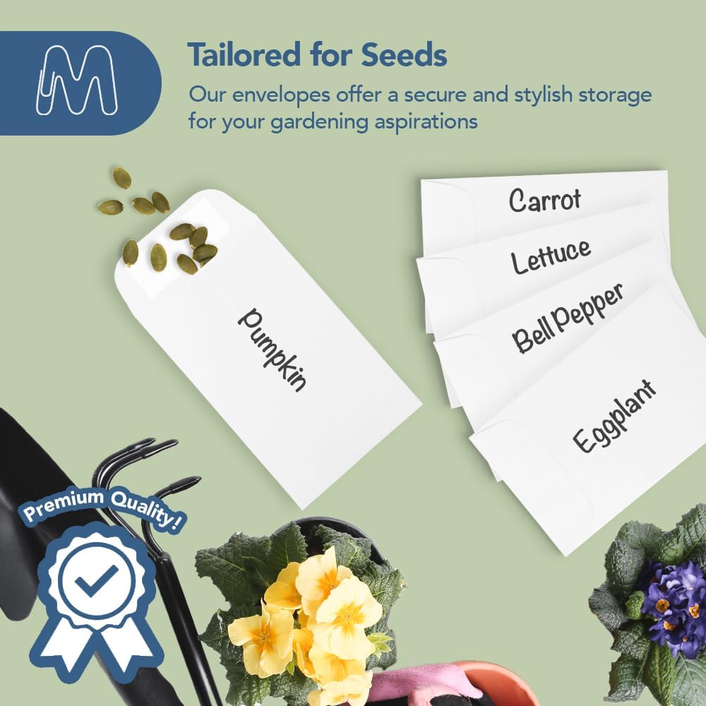 MOS #1 White Coin Envelopes 2.25 x 3.5 Inch 120 Pack — Self-Seal Small Envelopes for Coins, Seeds, Small Parts, Collectibles, Jewelry, Craft Storage