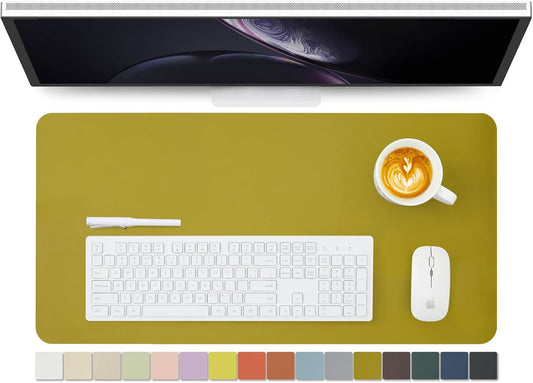Leather Desk Mat - Non-Slip PU Desk Pad for Office and Home - Desk Organization and Accessories - Ideal for Large Mouse Pad and Desk Mats on Top of Desks (Olive Green,27.6"x 13.8")