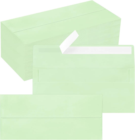 200 Pack #10 Business Envelopes, Self Seal Standard Light Green Envelopes for Secure Business & Legal Mailing, Office, Checks, Letter, Invoices, 4 1/8 x 9 1/2 Inches