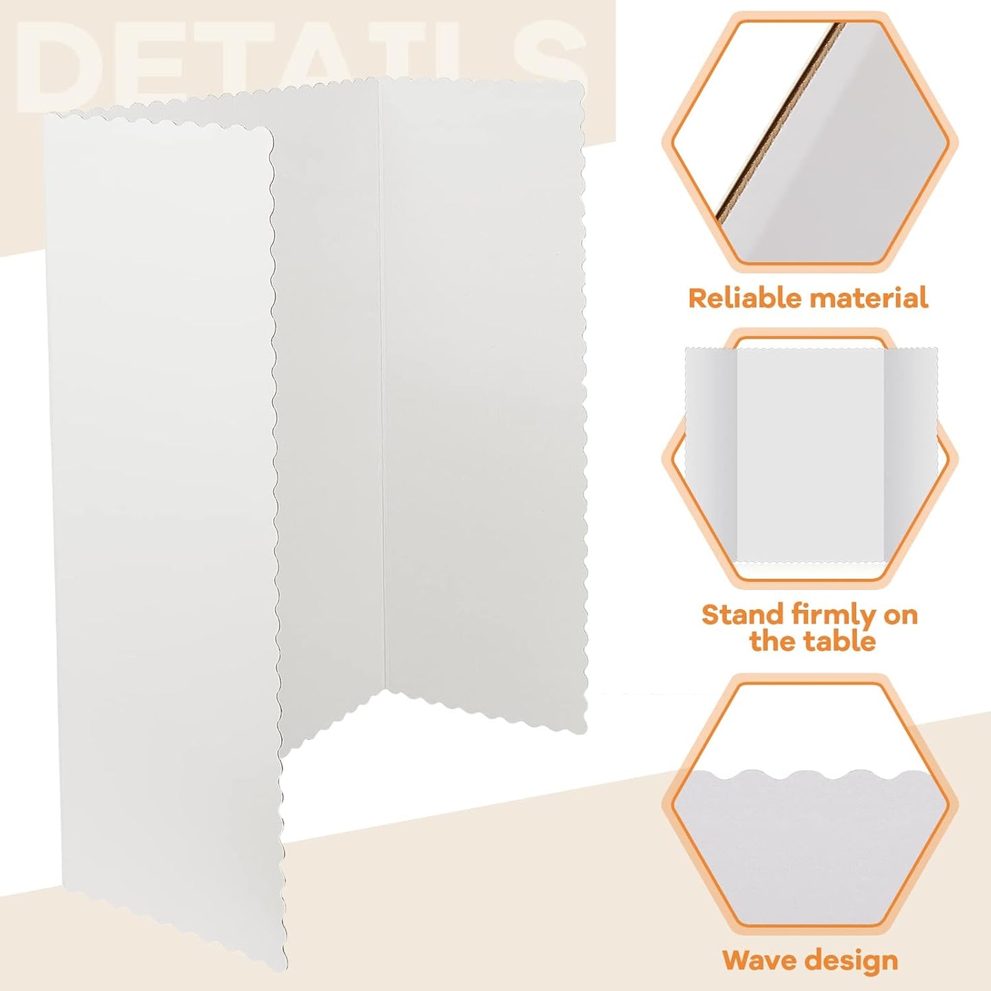 Ctosree 36 Pcs Tri Fold Display Board,36" x 48" Portable Lightweight Foldable Presentation Poster Board for Office Projects Exhibitions Workshops, White