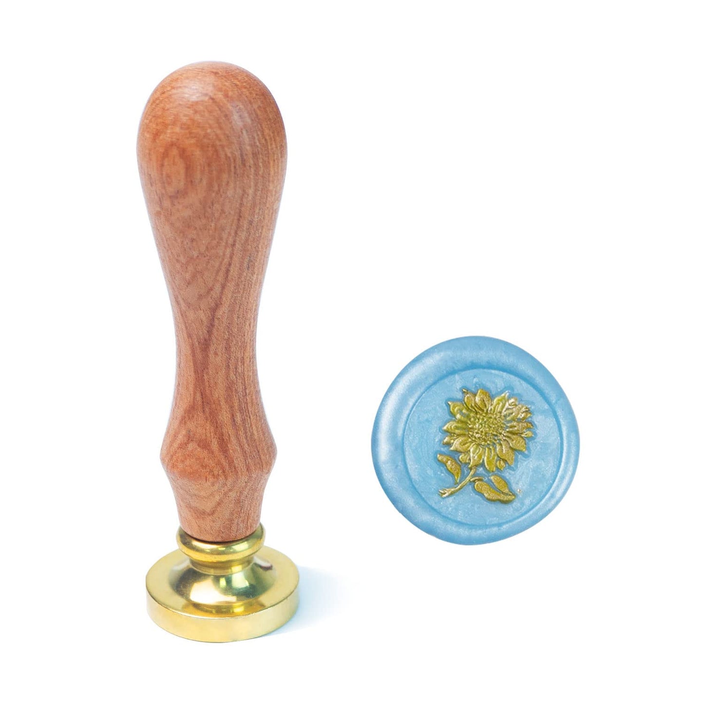 Wax Seal Stamp, ANBOSE Flower Sealing Wax Stamp with Removable Brass Head Wooden Handle, Sunflower Wax Sealing Stamp for Envelope Sealing Wax