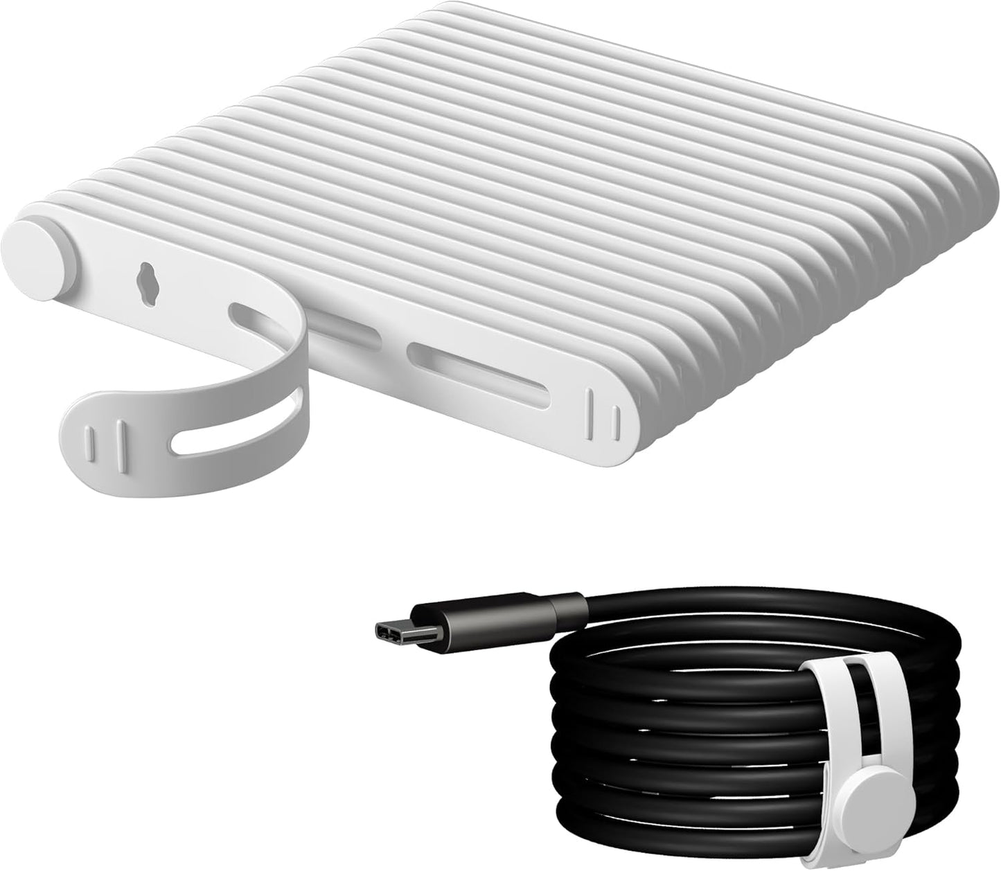 20Pcs Nearockle Reusable Cable Ties, Adjustable Silicone Cord Organizer Small Zip Ties for Charging Cords Earphone Computer Wire, Office Desk Cable Management Travel Accessories(White)