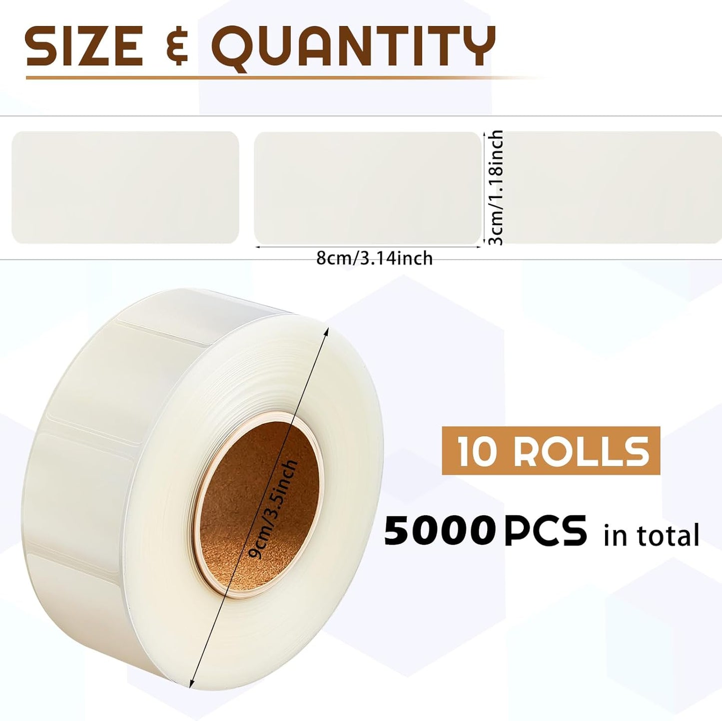 Zonon 5000 Pcs Clear Labels Label Protector Clear Stickers Wafer Seals Waterproof Labels for Protecting Barcodes, Numbers and Stickers (3.15 x 1.18 Inch,Rectangle)