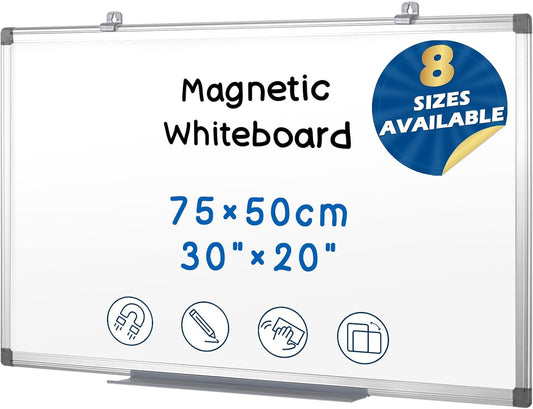 SWANCROWN Magnetic White Board 30 x 20 Inches Dry Erase Board, Hanging Whiteboards for Door, Office, Home, Dorm- Teachers/Students/Family