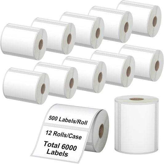 12 Rolls 6000 Pcs 4"x3" 3-Proof Direct Thermal Shipping Labels 1" Core Compatible with Zebra LP2844 ZP450 ZP505 ZD420 GX430T GK420T ZT410 ZD421 and Rollo MUNBYN, 103mmx76mm Thermal Sticker