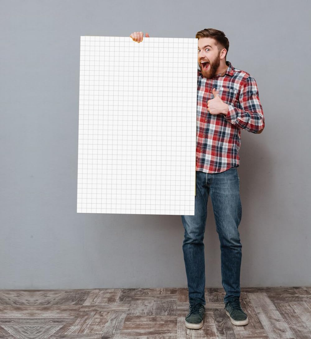 Graph Paper Pad - 36" x 24" Large Graph Paper, 30 Sheets/60 Pages, 4"x4" Ruled Grid Paper for Engineer Architect Designer Mathematician Draftsmen Sketch House Commercial Building Plan Drafting