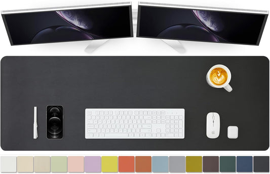 Large Desk Mat - 47.2"x 17" Non-Slip PU Desk Pad for Office and Home - Ideal for Large Mouse Pad and Desk Mats on Top of Desks(Black)