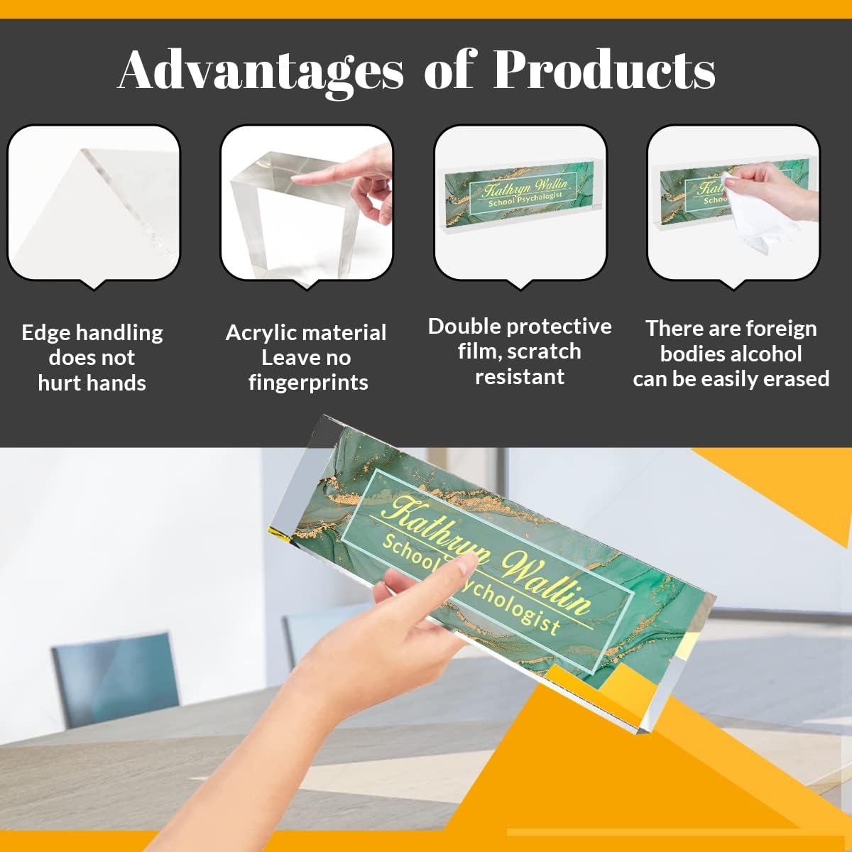 Desk Name Plate Personalized | Office Desk Accessories | Produced in USA | Office Desk Accessories| Name Plate for Desk | Ships Next Day…, Ykl-green Marble