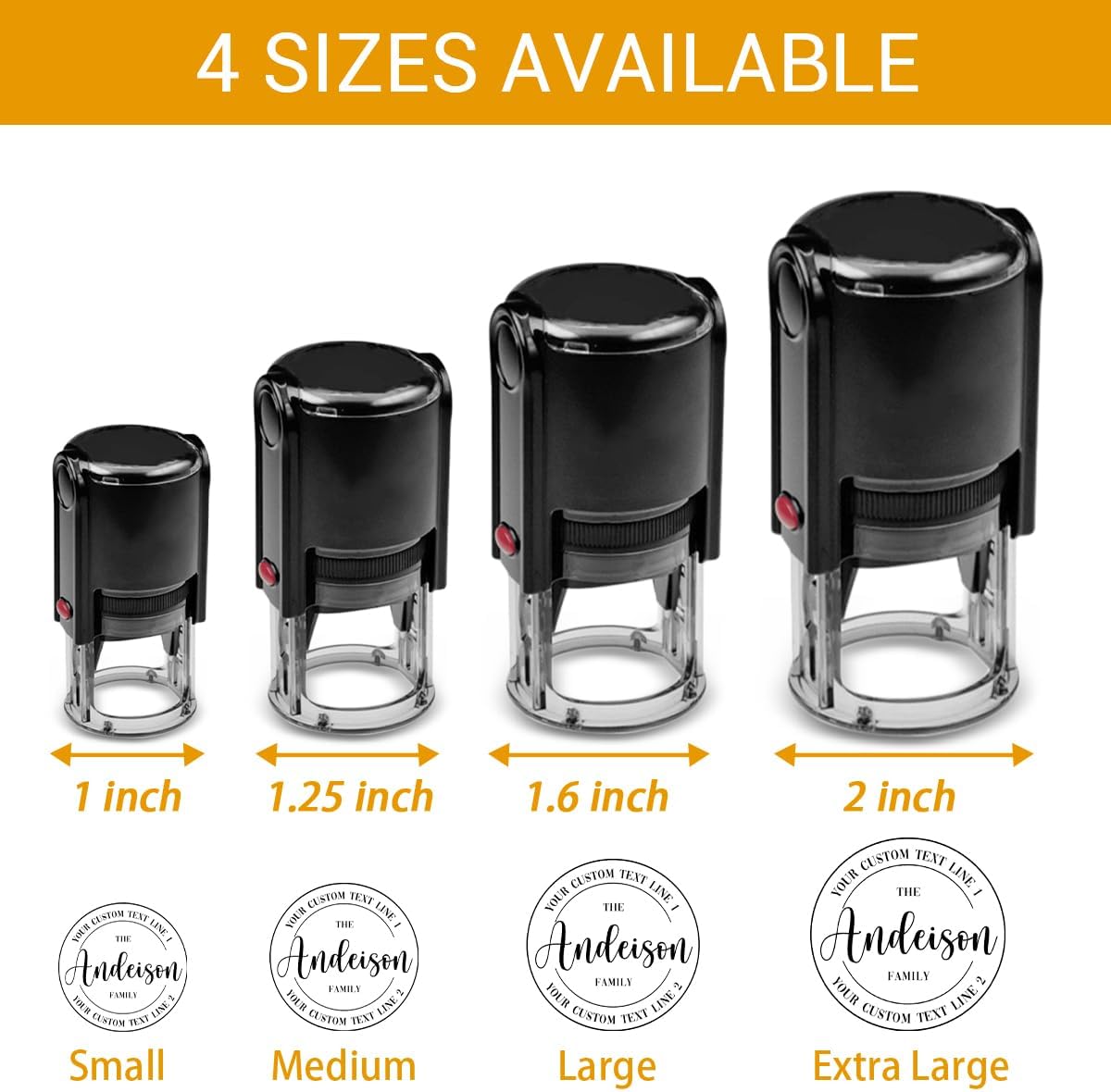 Personalized Round Address Stamp, Custom Self Inking Rubber Stamp with Name Initials Text, Customized Monogram, Wedding Address Stamp, Stampers for Office, Small Business, Events