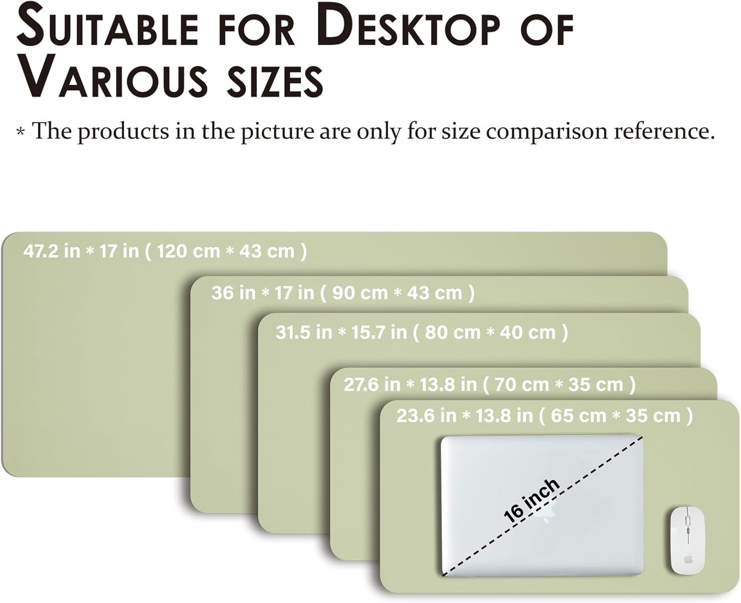 Large Desk Mat - 47.2"x 17" Non-Slip PU Desk Pad for Office and Home - Ideal for Large Mouse Pad and Desk Mats on Top of Desks(Light Green)