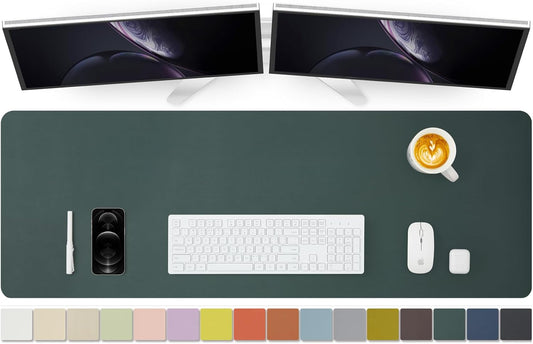 Large Desk Mat - 47.2"x 17" Non-Slip PU Desk Pad for Office and Home - Ideal for Large Mouse Pad and Desk Mats on Top of Desks(Dark Green)