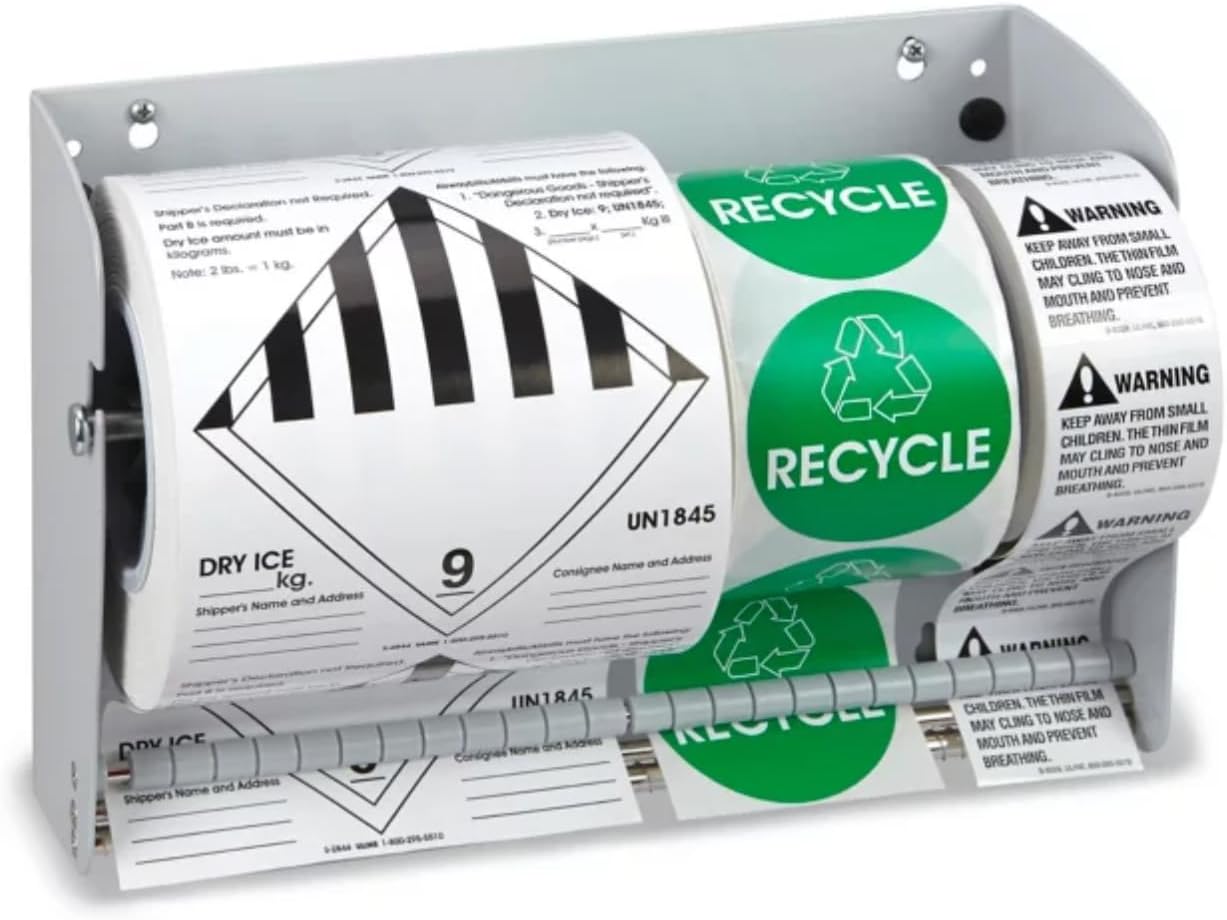 Wall Mount Label Dispenser (12-1/2") - Sticker Roll Dispenser - Table Top - Label Holder - Stamp Roll Dispenser - Sticker Stand - Thermal Label Holder - Heavy-Duty All Steel