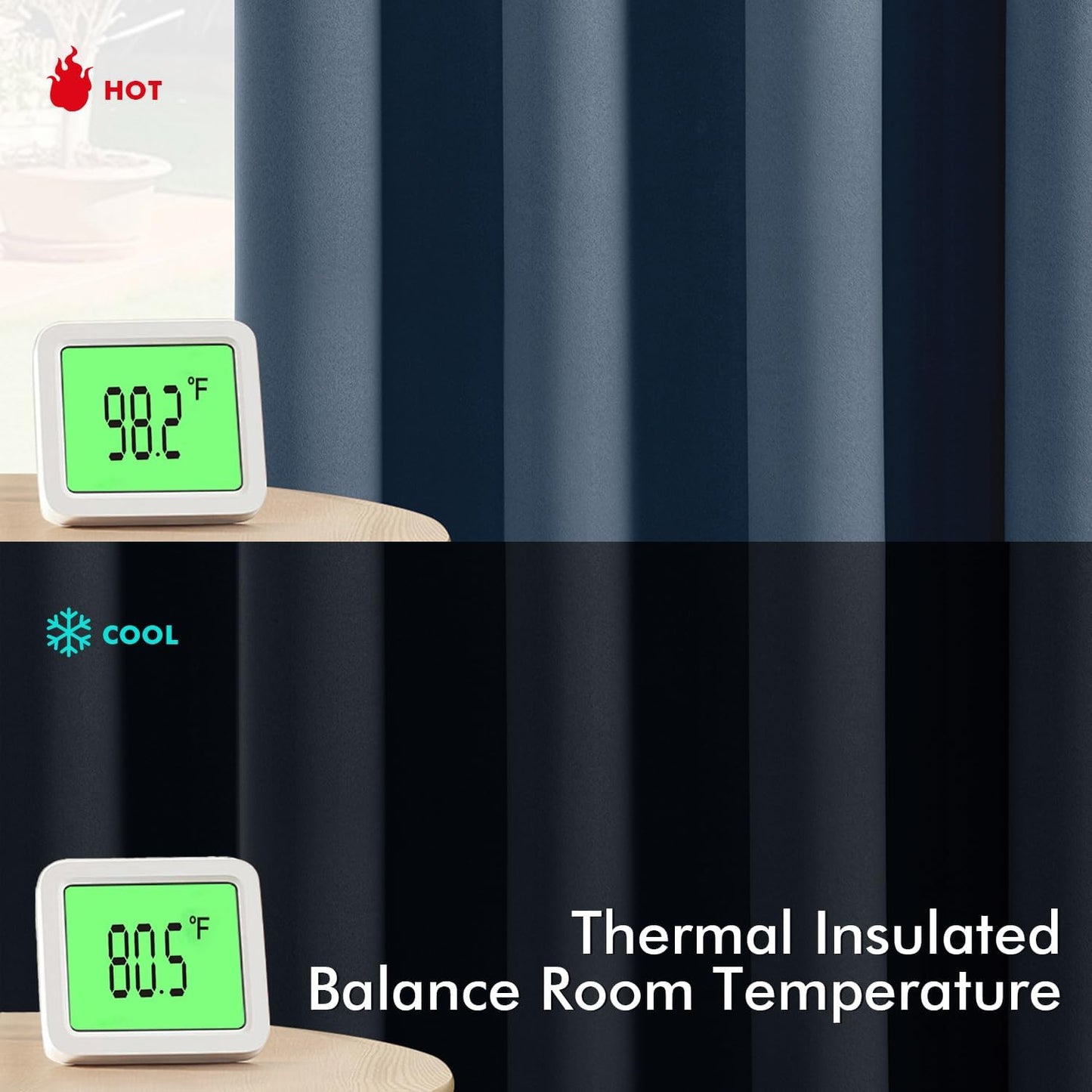 MIULEE Stone Blue Blackout Curtains - Thermal Insulated Bedroom Curtains Room Darkening Drapes for Living Room Kitchen Grommet Top Light Blocking Window Treatment, 40 x 54 Inches Long, 2 Panels