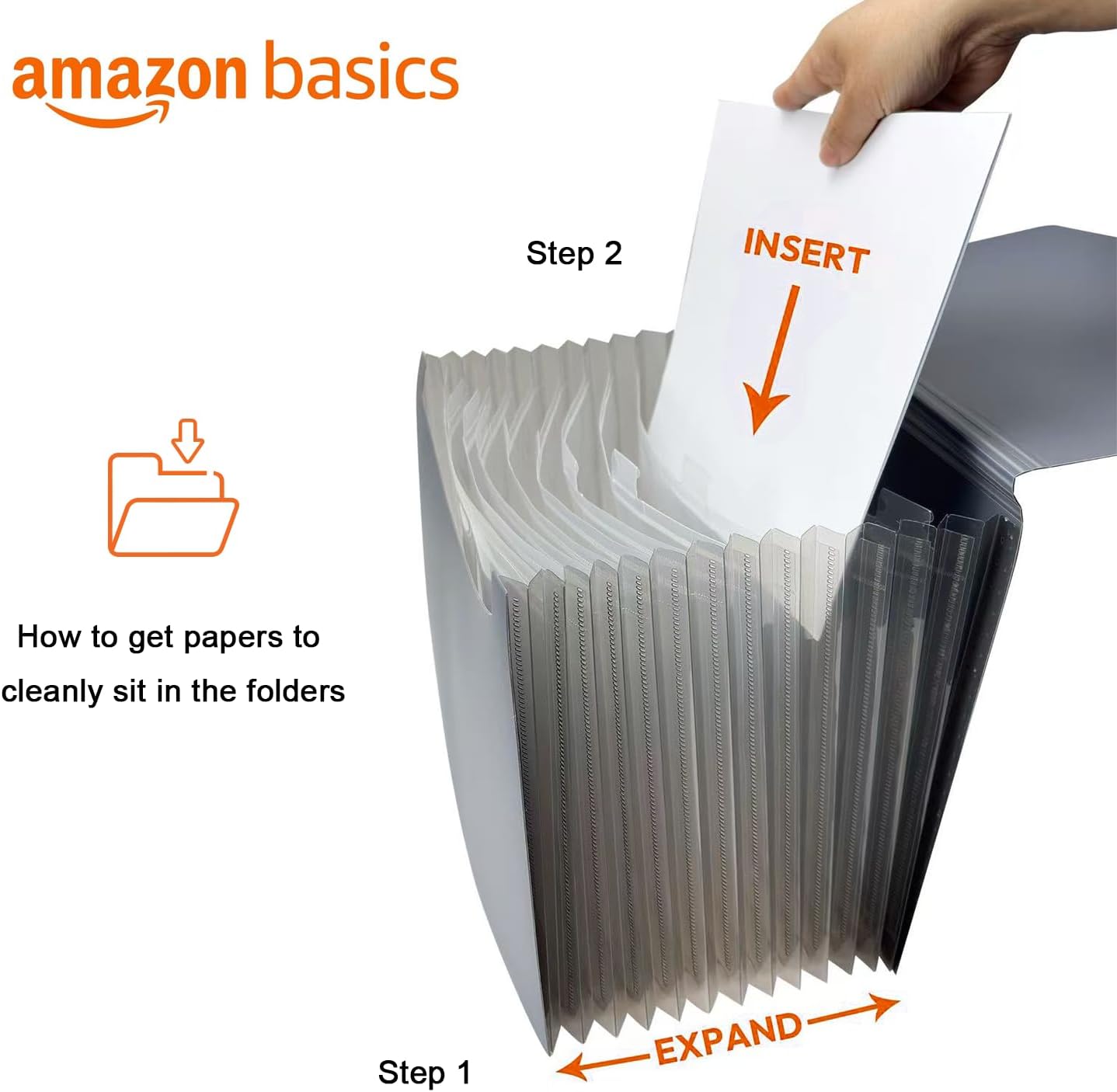 Amazon Basics PBH-2556 Expanding File, Letter Size, 12-Pack, Black & Gray