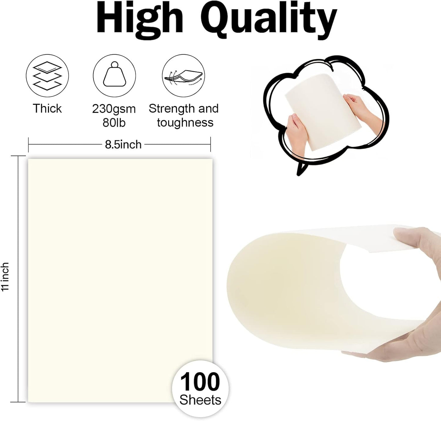 100 Sheets Cream Cardstock 8.5 x 11 Ivory Paper, Goefun Off White Card Stock Printer Paper for Cards Making, Office Printing, Certificate