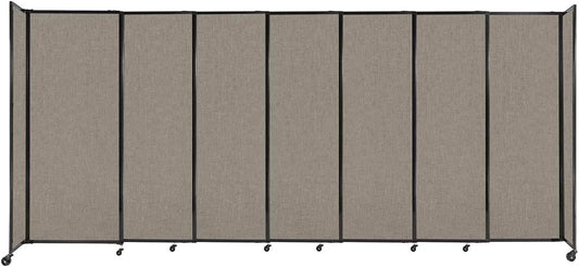 Versare Straightwall Sliding Portable Wall Partition | Freestanding Office Dividers | Locking Wheels | Temporary Room Separator | 15'6" Wide x 6'10" Tall Warm Pebble Fabric Panels