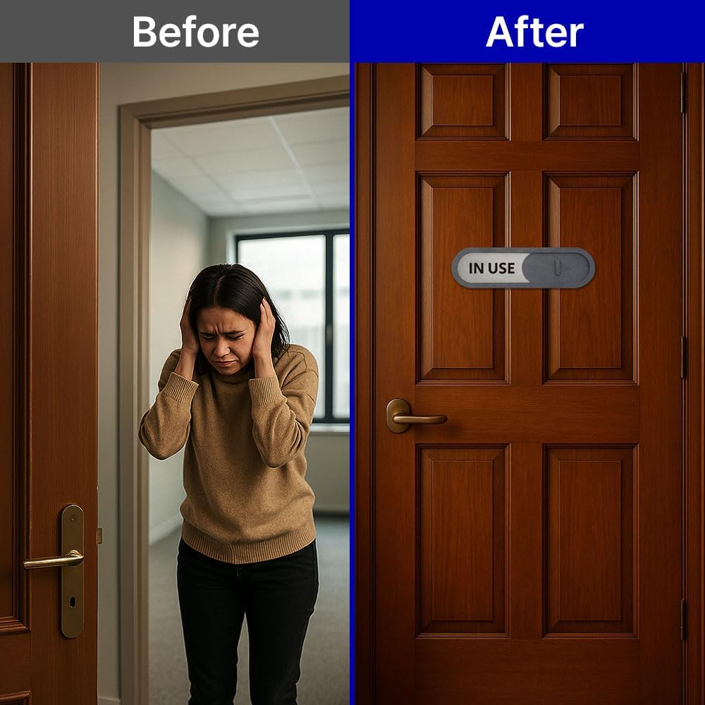 GEEKBEAR In Use Available Slider Door Sign for Home Office - Premium MDF, 7.5 x 2.2 in (Blue)