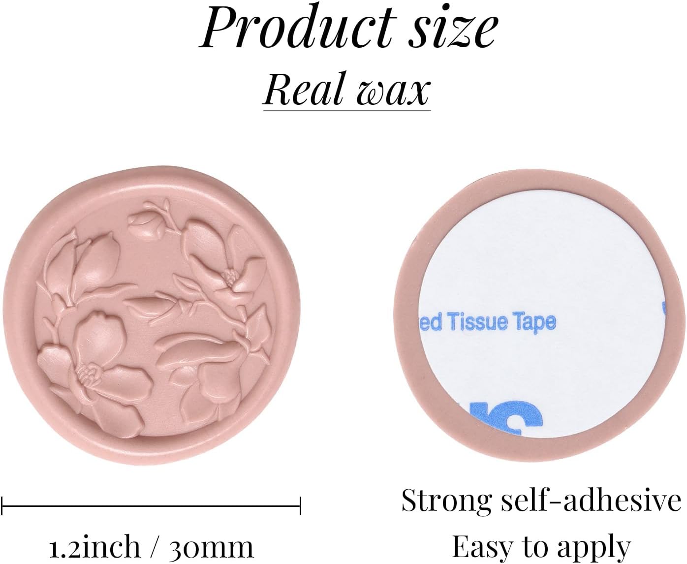 UNIQOOO Wax Seal Stickers - 3D Magnolia Wedding Invitation Envelope Botanical Seal Stickers, 50 Pcs Self- Adhesive Dusty Rose Stickers, Perfect for Invitation, Christmas, Gift Wrapping, Party