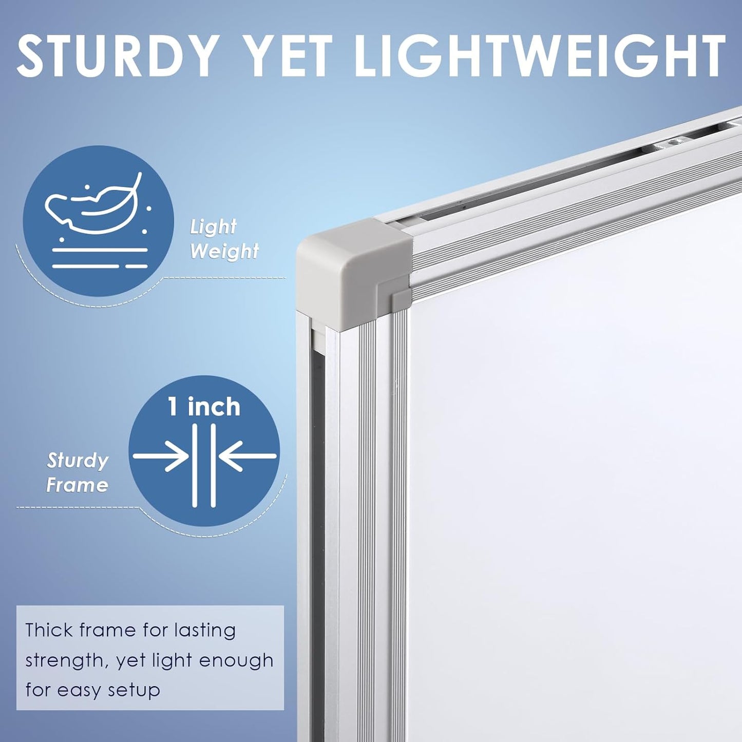 SWANCROWN Magnetic Dry Erase Board 60" x 40" Large White Board, with 2.5 cm Thick Aluminum Frame, Long Marker Tray & Magnretic Pen Holder – Whiteboard for Wall, Offices, School, Meeting Rooms