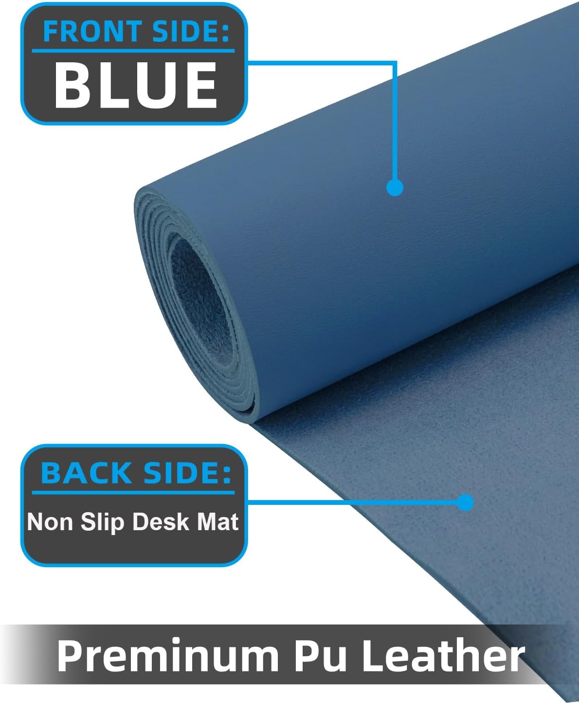 Large Desk mat, Leather Desk Pad Protector,Office Desk Mat,Mouse Pad, Non-Slip Desk Blotter, Laptop Desk Pad, Waterproof Desk Writing Pad for Office&Home (Grey Blue, 55" x 17")