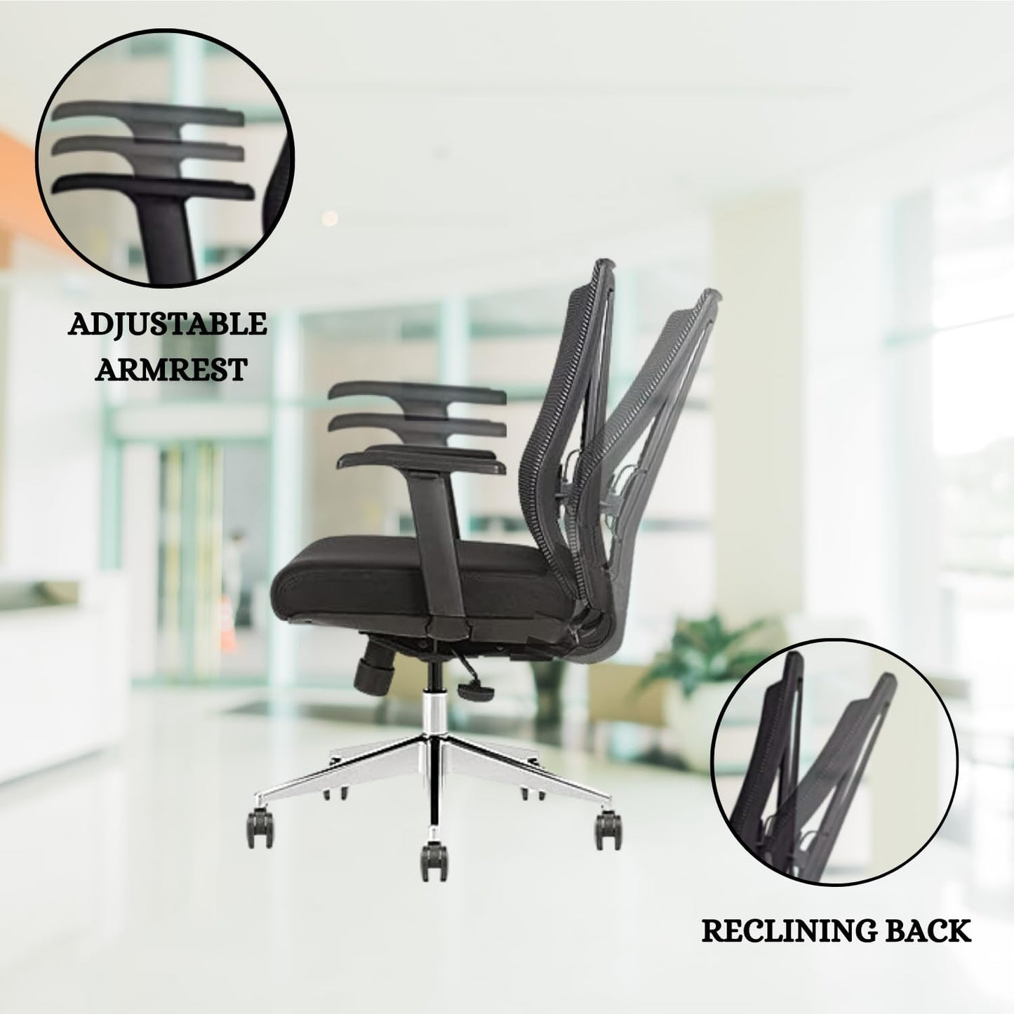 Ergonomic Conference Room Chair Mesh Back with Seat Slide - Adjustable Lumbar Support Computer Desk Chair Height Adjustable Arms -5-Star Polished Aluminum Base Home Office Chair (Pack of 8)